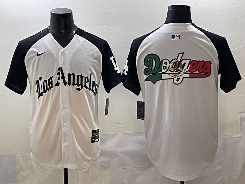 Men 2025 Los Angeles Dodgers Blank White black Five generations Joint Name Nike MLB Jersey style 5261